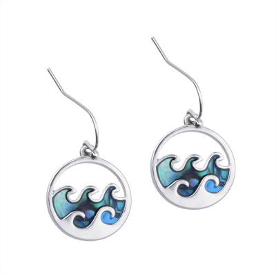 China Cute Hot Selling Abalone Shell Dangling Wave Ocean Earrings for sale