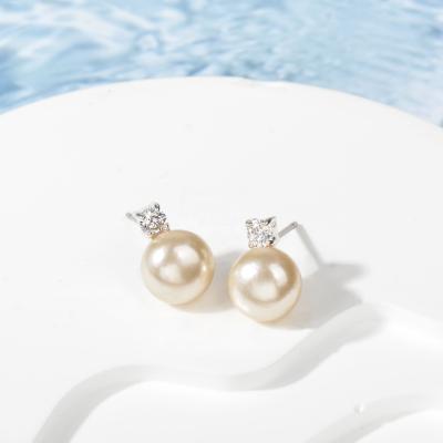 China CLASSIC Wholesale New Style Zircon Silver Plated Earrings Studs For Women Pearl Studs Earrings for sale