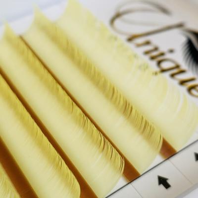 China Delicate / Ultra Light / Super Soft Gold Color Individual Lashes Super Soft Eyelash Extensions 0.07mm Thickness 100% Hand Made for sale