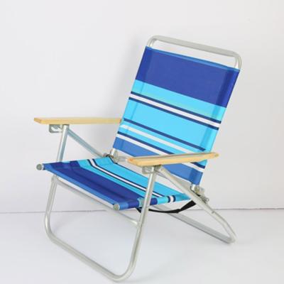 China Simple Folding Leisure Folding Chair Beach Chair Outdoor Picnic Fishing Armrest Folding Aluminum Wood Beach Chair for sale