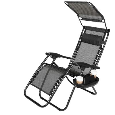 China Modern Reclining Sofa Camping Chair With Sun Shade And Adjustable Cup Hold Weightless Chair for sale