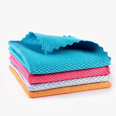 China KDIJET Sustainable Economical Durable Easy To Clean Fish Scale Cloth Glass Cleaning Microfiber Cloth for sale