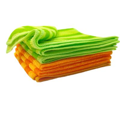 China KDIJET Home Hot Sale 30x30cm Two Color Stripe Style Cleaning Towel Microfiber Cleaning Cloth For Kitchen for sale