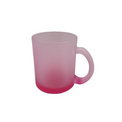 China Sustainable 11oz Frosted Jar Gradient Color 11oz Transparent Glass Custom Sublimation Mug for sale