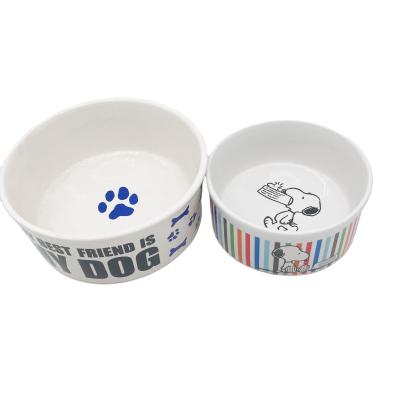 China Viable high quality 19oz and 10oz decal printing ceramic dog bowl wholesale for sale