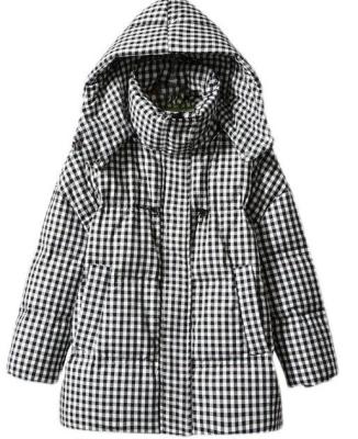 China Breathable One Line Pattern Gray Cotton Below Knee Long Sleeve Small Checked Polyester Coat For Women for sale