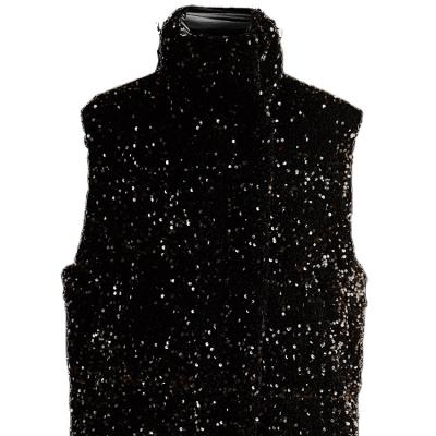 China Fashion Design Women's Winter Sleeveless Vest Breathable Sequin Sequin Outwear Vest for sale