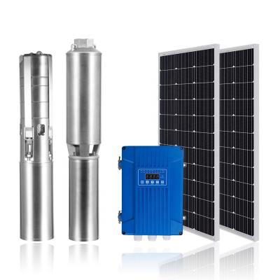 China Irrigation 1hp 267L/min 31m 304 Solar Pumps Solar Submersible Borehole Water Pump Stainless Steel For Agriculture Solar Pump System Set for sale