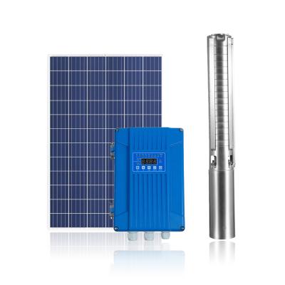 China Irrigation Borehole Pumps Solar Powered Submissible Pumps , DC Solar Pump Kit 2.5hp 130M 1.25inches Head 3kw Solar Pump for sale