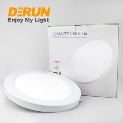 China Corridor LED Panel Light Radar Motion Sensor Light Square Round Shape Smart Auto Lamp 18W LED Light for sale