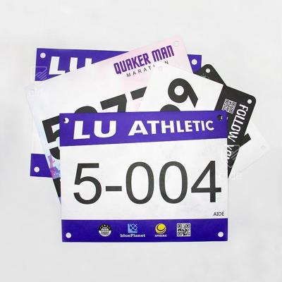 China paper & Cardboard Customized Waterproof Tyvek Bib Number Athlete Phone Book Athletics Sports Marathon License Plate for sale