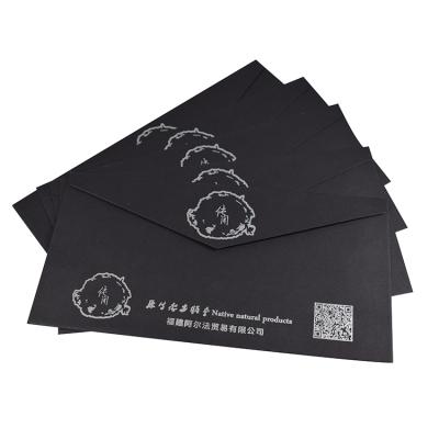 China Recyclable Custom Logo Gift Card Packaging Black Paper Envelope Packaging for sale