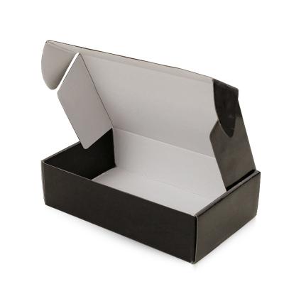 China Recyclable Luxury Black Custom Printed Corrugated Mailer Cardboard Boxes Corrugated Clothing Packaging for sale