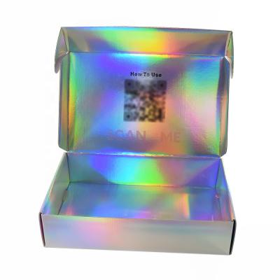 China Eco Friendly Recyclable Customized Logo Holographic Packaging Paper Box Foldable Mailing Mailing Boxes for sale