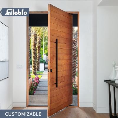 China Modern Design Solid Wood Exterior Doors Italian Simple Entry Doors Smile Style Channeling Pivot Wood Doors Anti-theft Sale Bro Porte D'Entree for sale