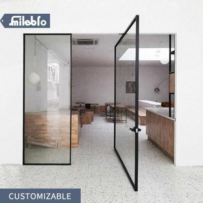 China Hot sale aluminum style single glass door cafe waterproof aluminum single glass door commercial Bro's smile glass revolving exterior doors for sale