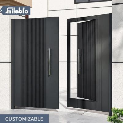 China Easily Assembled Smile Bro Wholesale Simple Gray Color Main Doors Iron Garden Fence Gate With Smart Lock Of Latest Exterior Villa Door For Villa for sale