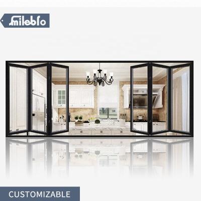 China Waterproof Smile Bro Make Villa Modern Style Aluminum Alloy Folding Door Black Folding Exterior Door Aluminum Entry Door With Good Price for sale