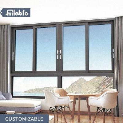 China Custom Bro Windows Magnetic Aluminum Supplier Smile Screen Two Track Sliding Window Standard For Offices Project Low Cost Aluminum Stained Glass for sale