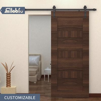 China Zhongshan waterproof wooden factory wholesale cheap custom brown color barn doors smile bro barn doors stand up sliding door interior door for sale