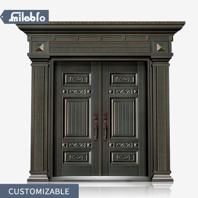 China Luxury copper copy bro smile villa exterior doors factory entrance doors custom large external doors anti-theft security security door for sale