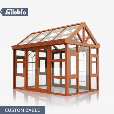 China Chinese Aluminum Color Teak Aluminum Color Solarium Sale Bro Smile Heat Insulation Tent Balcony Balcony Glass Room Windproof Outdoor Solarium for sale