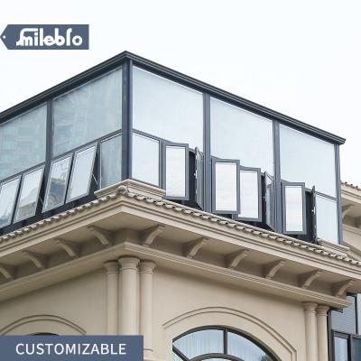 China Custom Modern European Style High End Broken Deck Solarium Bro Smile Aluminum Door And Window Seal Balcony Villa Glazed Room for sale