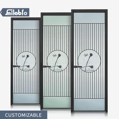 China Custom aluminum opening doors size 200*700 bracket kitchen glass doors temple swing balcony doors smile factory waterproof aluminum glass bro for sale