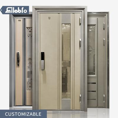 China Factory sale door china bro smile glass door well exterior beautiful front entrance anti-theft glass security with small window 3f*7f open for sale