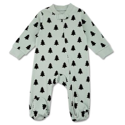 China Long Sleeve 100% Cotton Baby Zipper Romper Baby Romper With Feet Zipper Pajamas Newborn Sleepwear for sale