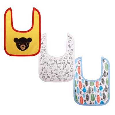 China 3 Pack Cotton Baby Bibs Sustainable Waterproof Newborn Baby Drooling Towel Bibs for sale