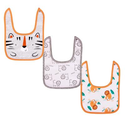 China 3 Pack Cotton Sustainable Waterproof Baby Bibs For Drooling Teething With Snaps for sale