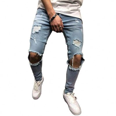 China Viable Mens Jeans Pants Destroyed Design Fashion Ankle Zipper Ripped Skinny Jeans For Men Y10749 for sale