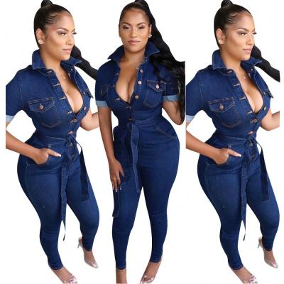 China Viable Denim Overalls Ladies Jeans Rompers Women Casual Overall Playsuit Female With Pocket C12887 for sale