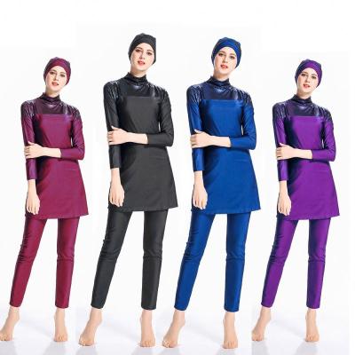 China Customized Hooded Islamic Three Piece Suit Antibacterial Burkini Wholesale Women Girl Muslim Conservative Swimwear Swimwear Plus Size for sale