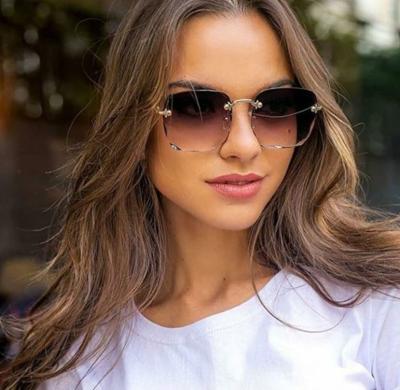 China Fashion Sunglasses Adjust Gradient Frameless Sun Lenses Fashionable Women Sunglasses 2020 for sale