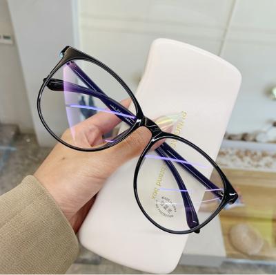 China Fashionable Anti Light Blue Round Computer Designer Glasses Frame Eyeglasses Women for sale