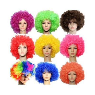 China Hot Selling Cheapest Football Fans Synthetic Hair Fashion Curly Wigs With Highest Quality for sale