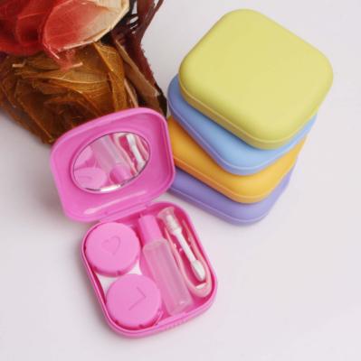 China Popular Easy Carry Travel Kit Easy Carry Mirror Container Mini Square Contact Lens Case Box With Mirror for sale