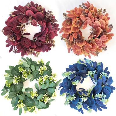 China YIWAN Wholesale Plastic Eucalyptus Leaf Garland Indoor Wreath Christmas Decoration Artificial Eucalyptus Globulus Leaves Garland for sale