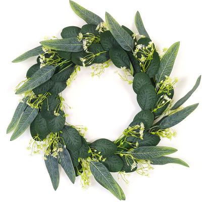 China Artificial Long Eucalyptus Leaf Garland Plant YIWAN Leaves Garland Christmas Garland Indoor Wholesale Plastic Decoration for sale