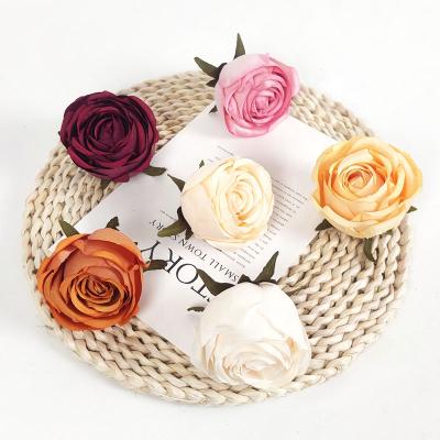 China Wholesale YIWAN fabric diamond rose head artificial silk flower heads touch wedding decoration artificial flower wall real for sale