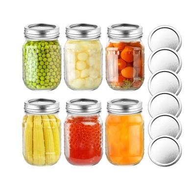 China Empty Freshness Preservation Food Storage Round Mason Jars 16 Oz Wide Mouth Glass for sale