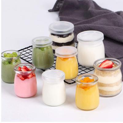 China Wholesale 100ml 150ml 200ml Clear Wide Yogurt Glass Pudding Freshness Preserving Mouth Glass Jar With Lids for sale