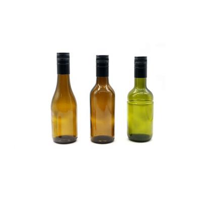 China Dark Green Burgundy Drink 187ml Wine Bottle With Screw Top for sale