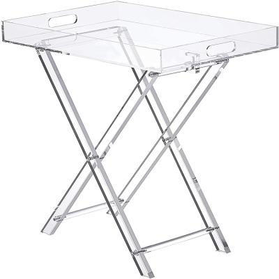 China (Other) Adjustable modern acrylic side lucite Crystal Acrylic Folding Tray Table Table good quality for sale