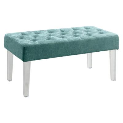 China Green Modern Home Decoration Long Cushion Bench With Acrylic Legs For Bedroom for sale