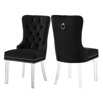 China Modern Contemporary Velvet Upholstered Dining Chair With Deep Button Tufting And Sturdy Lucite Acrylic Legs for sale