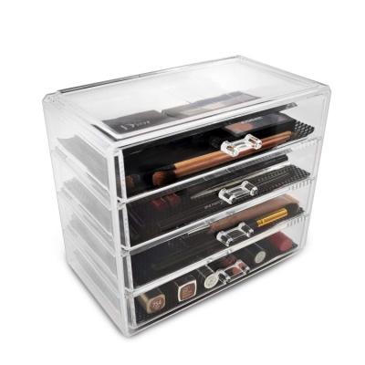 China Morden Single Large 4 Drawers Space Acrylic Cosmetics Makeup Storage Display For Lipstick, Nail Polish, Brushes, Jewelry for sale