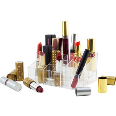 China Modern Hot Selling Clear Stand Plastic 24 Acrylic Lipstick Makeup Organizer Holder Display Cosmetic Storage for sale